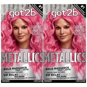 Got2b Metallics Hair Dye Lot of 2 Permanent Color M87 Pink Passion AntiFade NEW